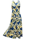 Maxi Long Cocktail Hawaiian Dress RAINFOREST Navy