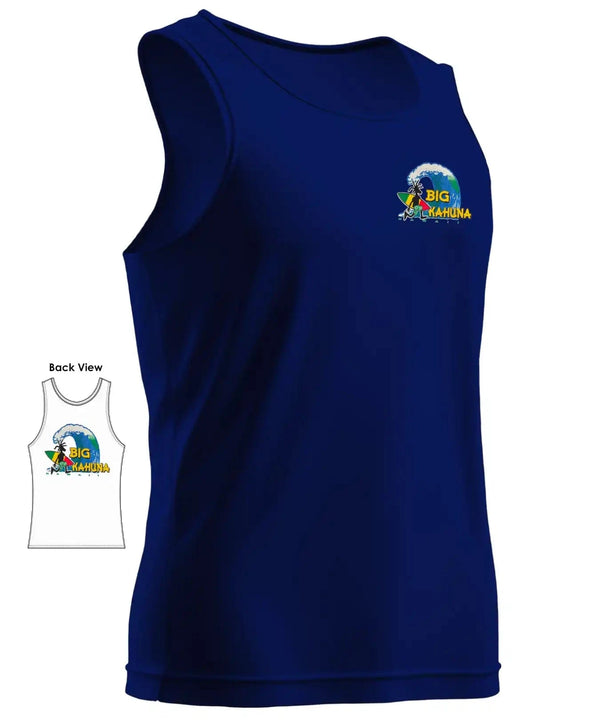 Men's Hawaiian Tank Top Big Kahuna Waves Navy