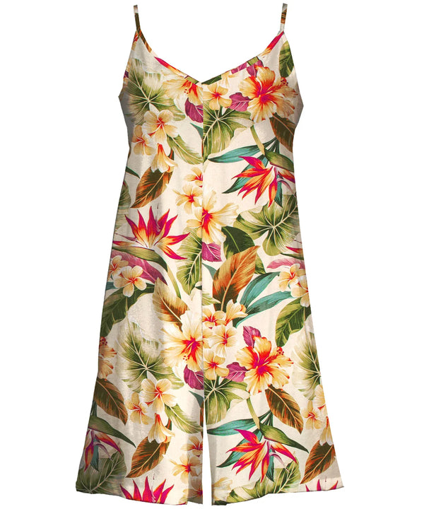 Short Cami Romper Tropical Hibiscus & Plumeria