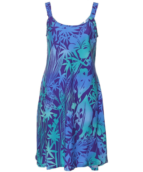 Short Hawaiian Dress Scoop Neck Manoa Aqua