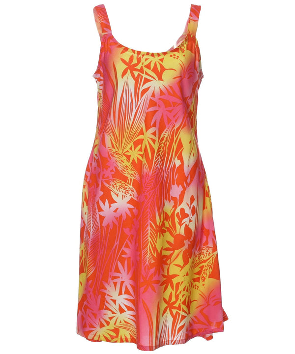 Short Hawaiian Dress Scoop Neck Manoa Orange
