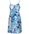 Watercolor Hibiscus Spaghetti Straps Short Dress Blue