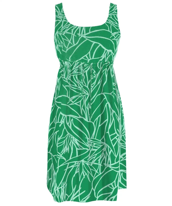 Birds of Paradise Mirage Short Hawaiian Dress with Adjustable Waist Tie