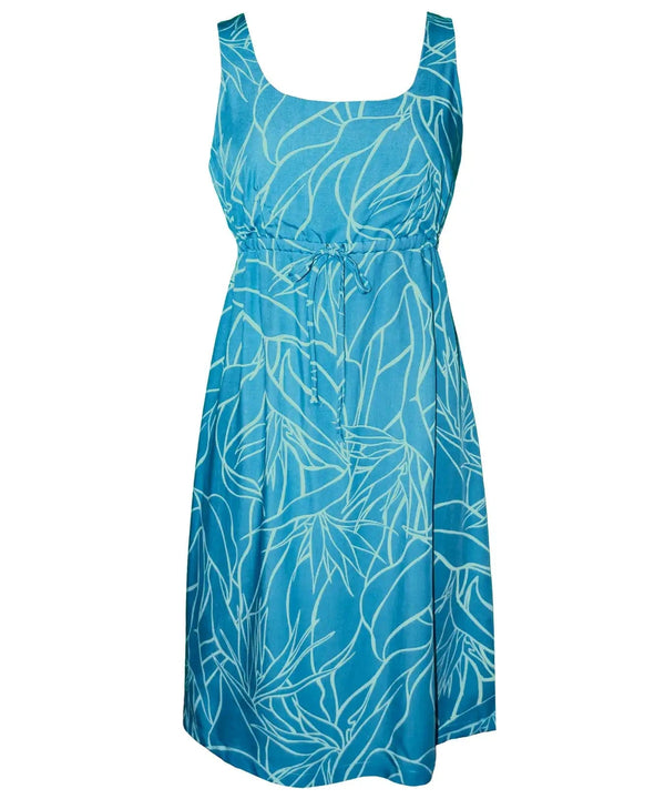 Birds of Paradise Mirage Short Hawaiian Dress with Adjustable Waist Tie