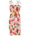 Hawaiian Dress Smocked Top Mega Hibiscus Coral