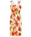 Hawaiian Dress Smocked Top Mega Hibiscus Cream