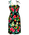 Hibiscus & Birds of Paradise Hawaiian Dress Smocked Top Black