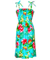 Hibiscus & Birds of Paradise Hawaiian Dress Smocked Top Marine