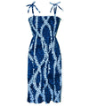 Hawaiian Dress Smocked Top Plumeria Lei Print Navy