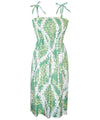 Hawaiian Dress Smocked Top Plumeria Lei Print Sage