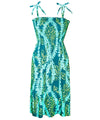 Hawaiian Dress Smocked Top Plumeria Lei Print Teal