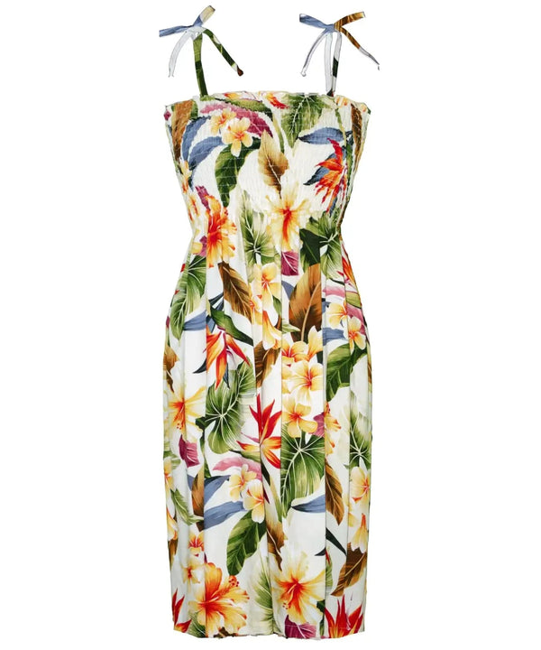 Hawaiian Dress Smocked Top - Tropical Hibiscus & Plumeria Print