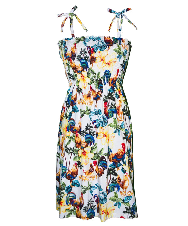Rooster's Up Short Hawaiian Dress Smock Top Spaghetti Straps