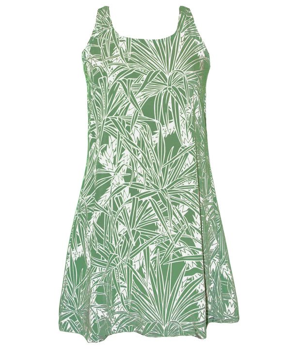 Palm Etch A-Line Short Hawaiian Dress Back Cutout
