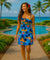 Island Sunset Short Spaghetti Hawaiian Dress