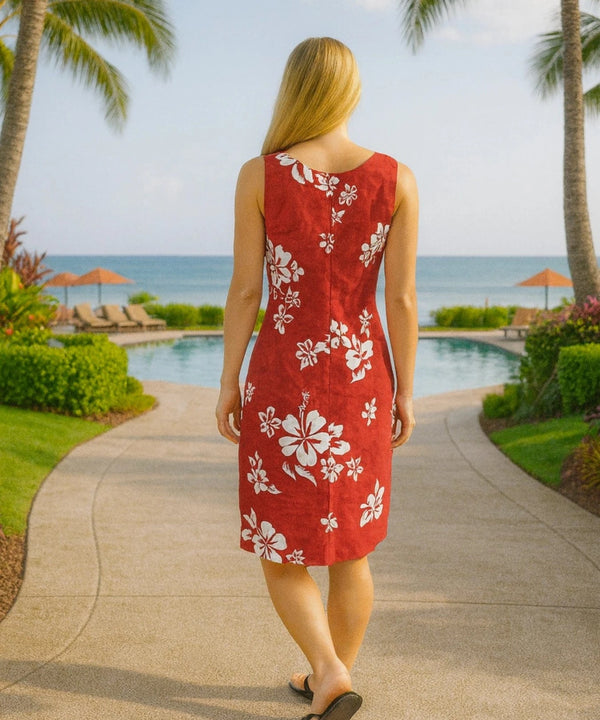 Hawaiian Short Sleeveless Tank Tropical Hibiscus Dress