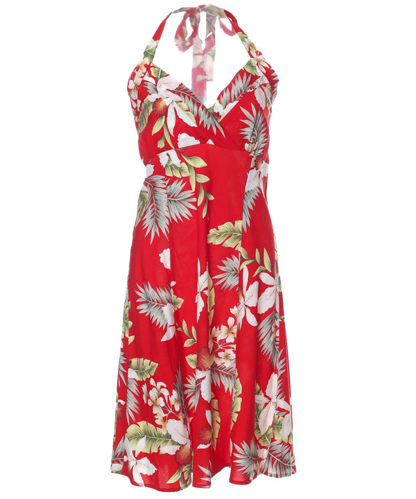 Short Halter Dress Empire Hanapepe Red