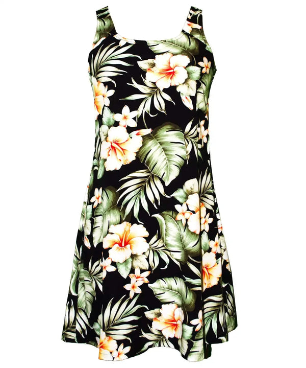 A-Line Short Hawaiian Dress Back Cutout Luau Legend Black