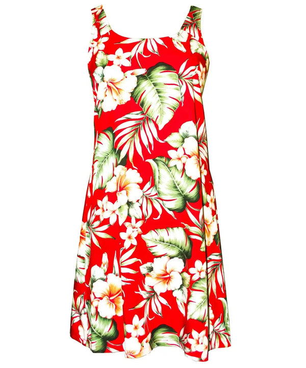 A-Line Short Hawaiian Dress Back Cutout Luau Legend Red