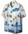 Men's Classic Hawaiian Christmas Santa Shirt White