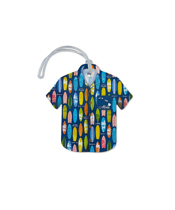 Surfboards Aloha Shirt Luggage Tag