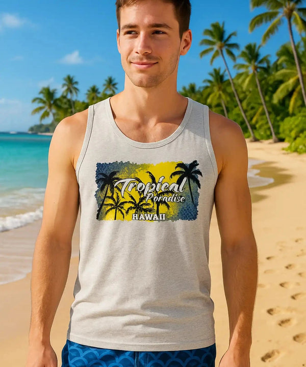 Tank Top Tropical Paradise Hawaii T-shirt Ash