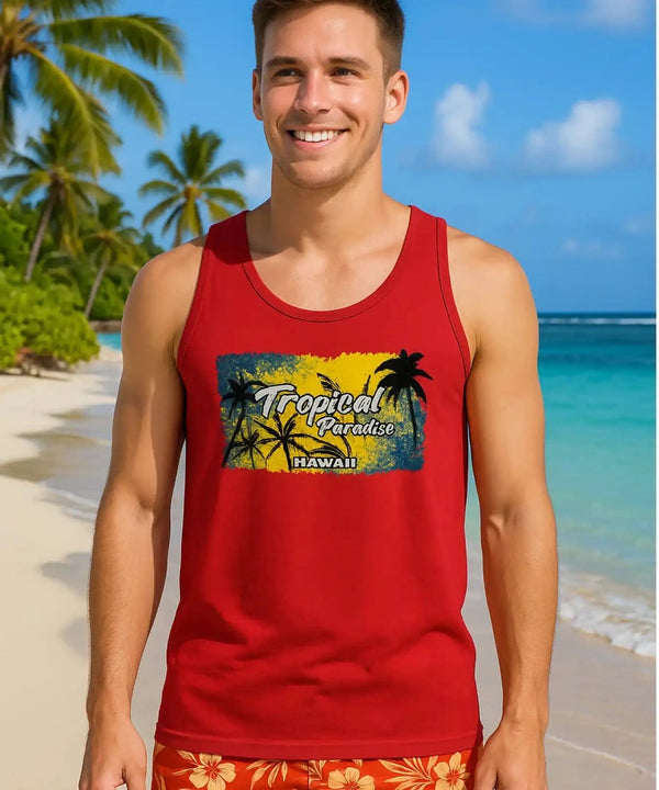 Tank Top Tropical Paradise Hawaii T-shirt Red