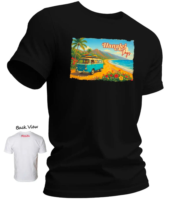 Hanalei Days Hawaiian T-Shirt Black