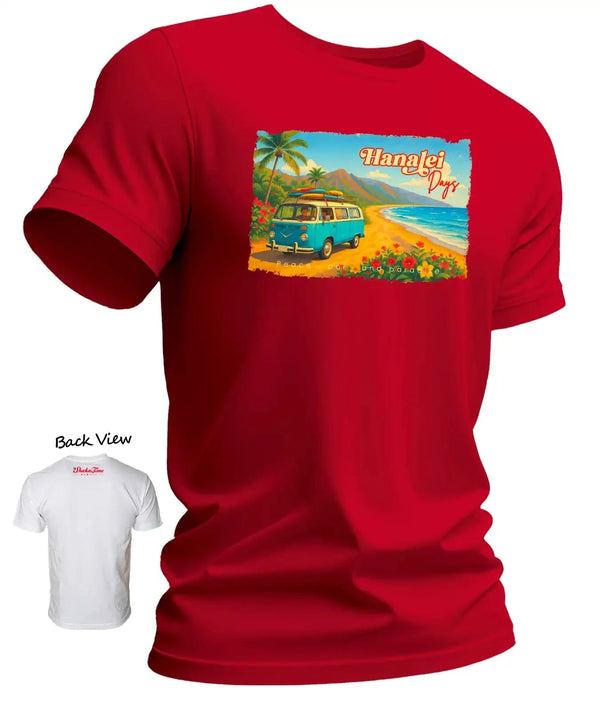 Hanalei Days Hawaiian T-Shirt Red
