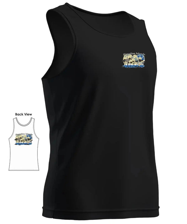 Tank Top Men's Hawaiian Shirt Islands Map Black