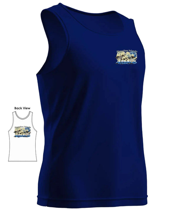 Tank Top Men's Hawaiian Shirt Islands Map Navy