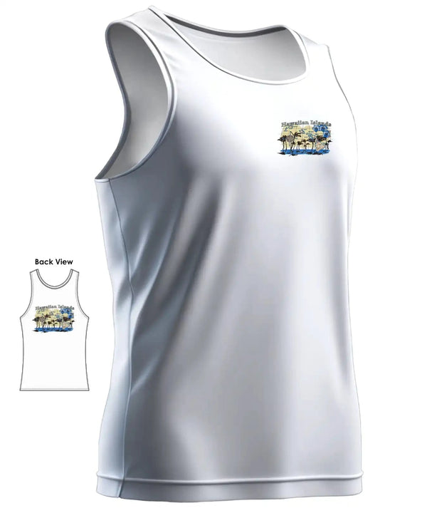Tank Top Men's Hawaiian Shirt Islands Map White