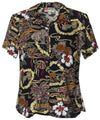 Vintage Scenic Hawaiian Camp Women's Shirt Black