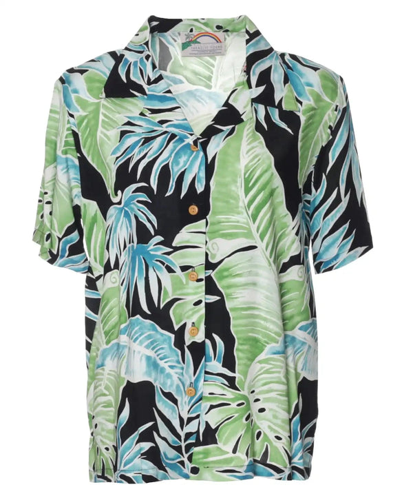 Camp Women's Hawaiian Shirt Cabana Palms Black