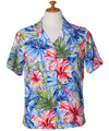 Painted Hibiscus Camp Women's Hawaiian Shirt Jade