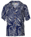 Camp Women's Hawaiian Shirt Taro Leaf Navy