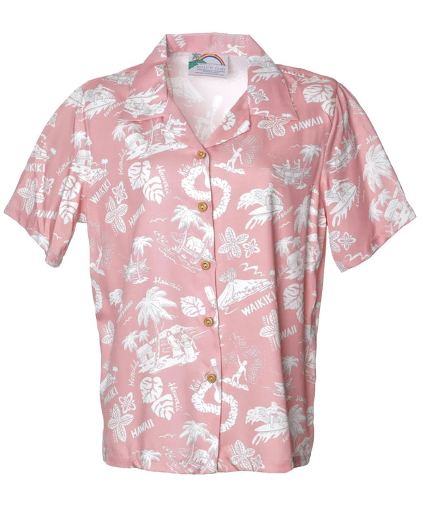 Camp Women's Hawaiian Shirt Waikiki Postcard