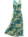 White Ginger Maxi Long Cocktail Hawaiian Dress Jade