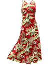 White Ginger Maxi Long Cocktail Hawaiian Dress Red