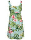 Nalani Short Front Tie Adjustable Rayon Hawaiian Dress Aqua