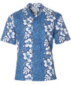 Aloha Island Shirt Hibiscus Leis Blue