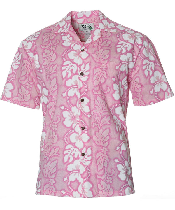 Aloha Island Shirt Hibiscus Leis Pink