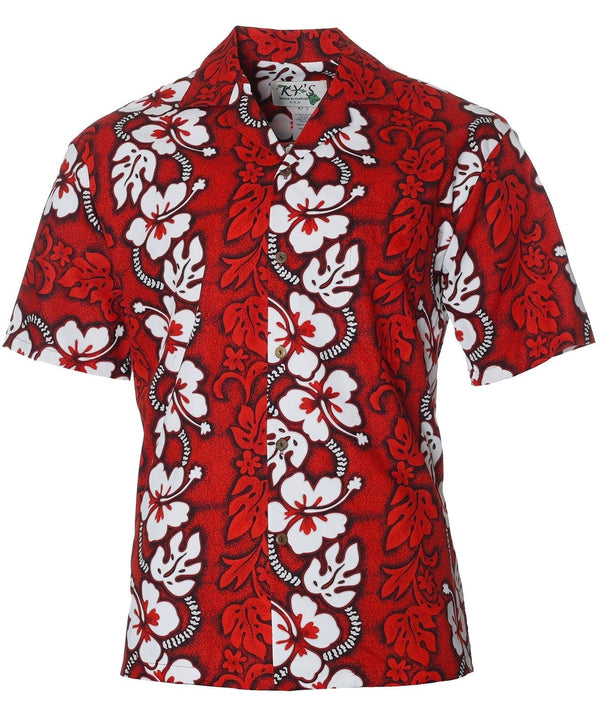 Aloha Island Shirt Hibiscus Leis Red