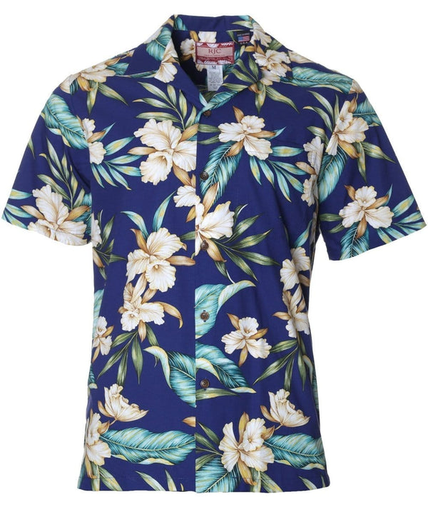 Aloha Orchids Shirt Navy