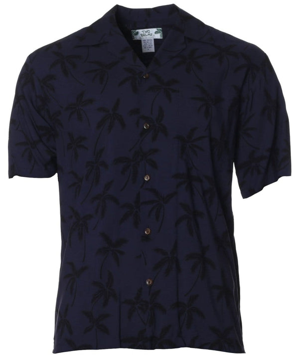 Aloha Palms Rayon Shirt for Men Black Two Palms