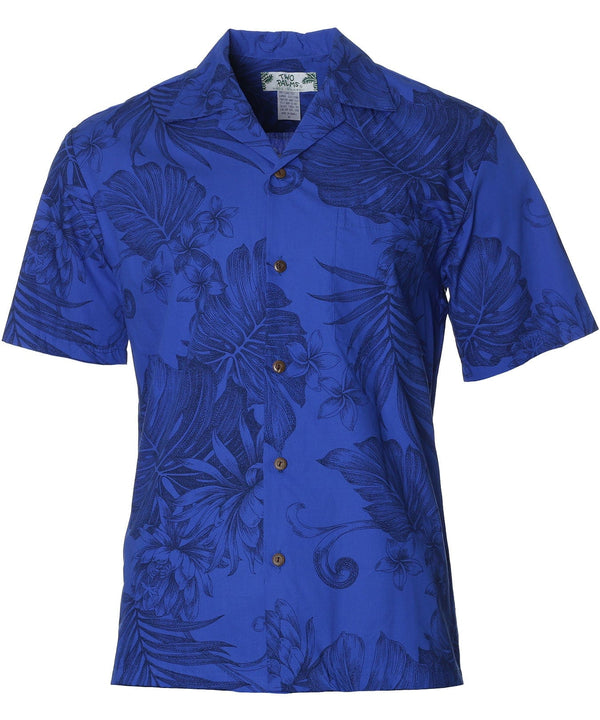Monstera Men's Cotton Shirt Blue