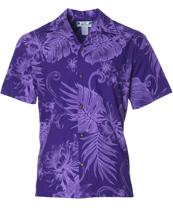 Monstera Men's Cotton Shirt Purple