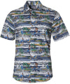 Aloha Shirt Button Up Surf Abstract Blue