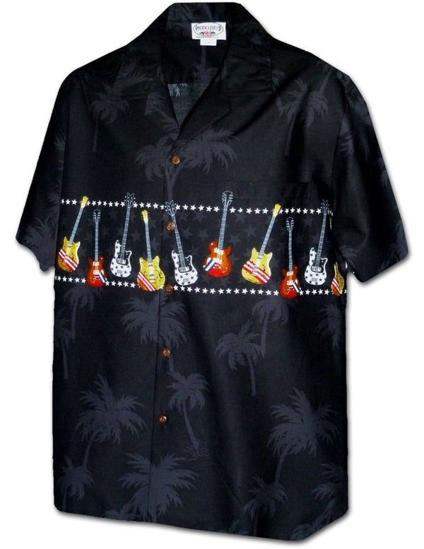 Aloha Shirt Chest Border Electric Guitars Black