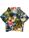 Dogs Aloha Shirt Hawaii Polynesian Navy Navy